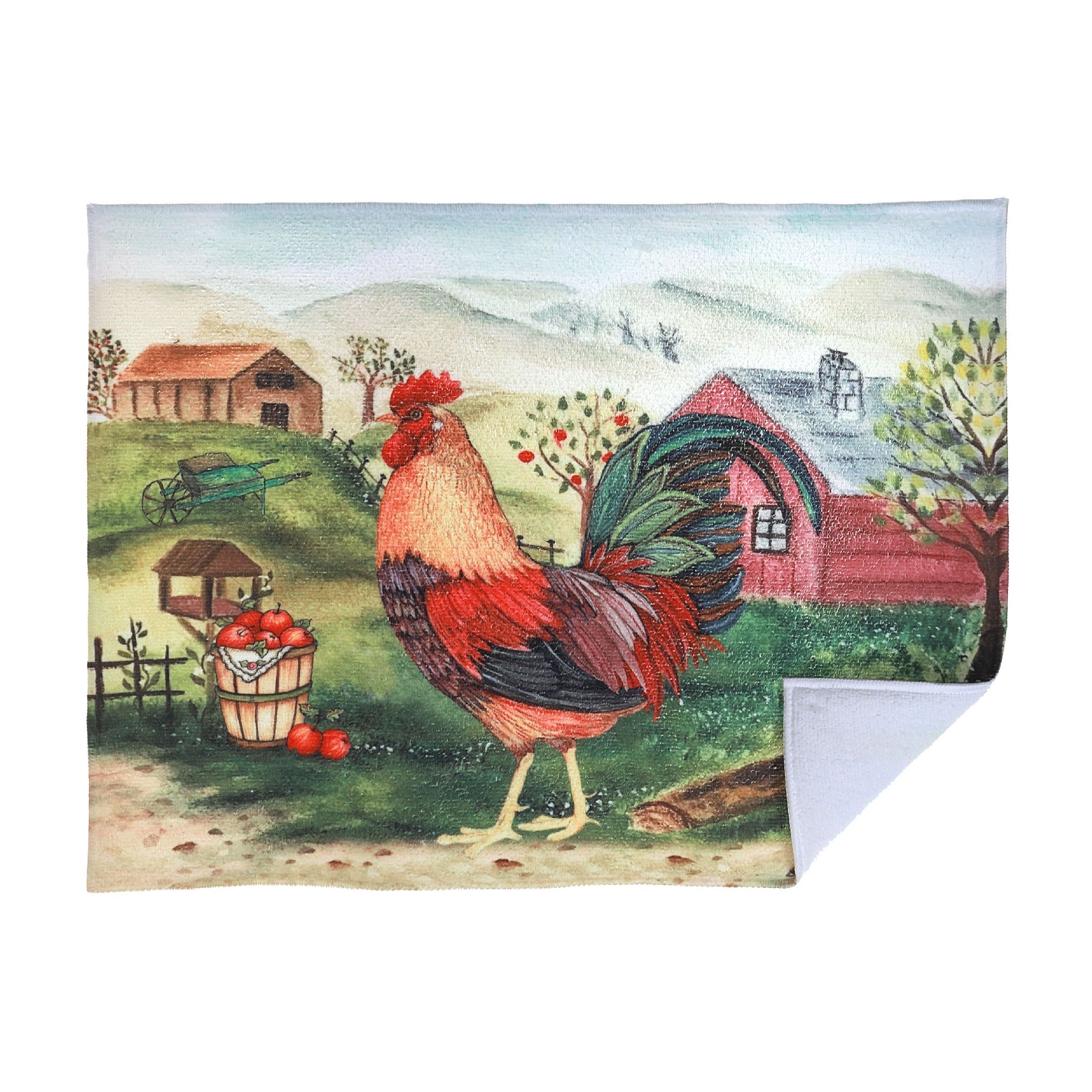 Microfibre Drying Mat Roosters Design, Kitchen Dish Drying Mat