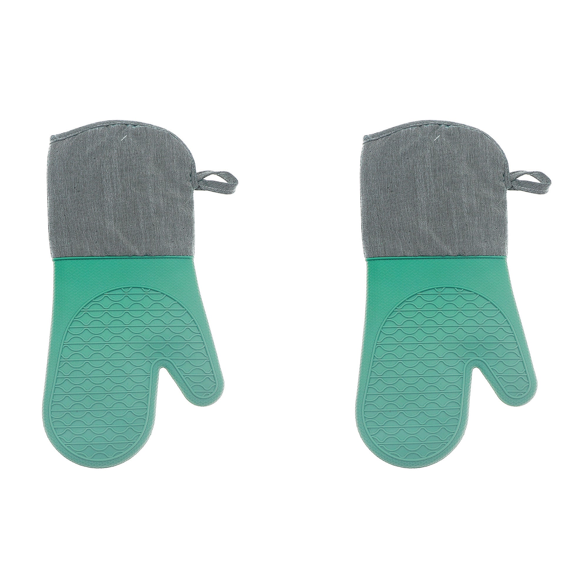 Solid Sage Heat-Resistant Silicone Oven Mitt - Set of 2