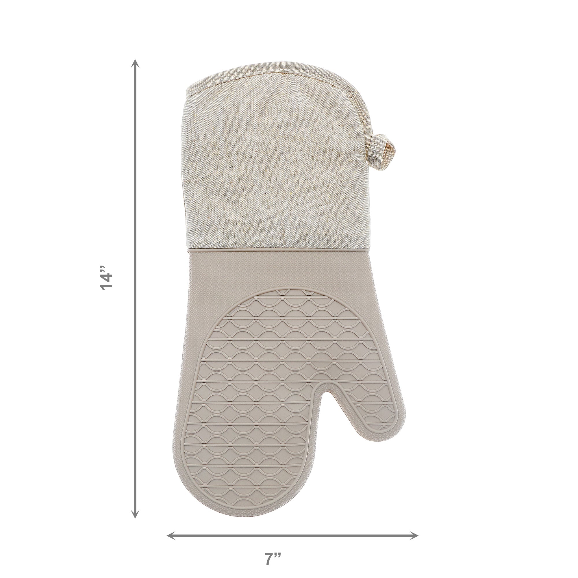 Solid Beige Heat-Resistant Silicone Oven Mitt - Set of 2
