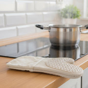 Solid Beige Heat-Resistant Silicone Oven Mitt - Set of 2