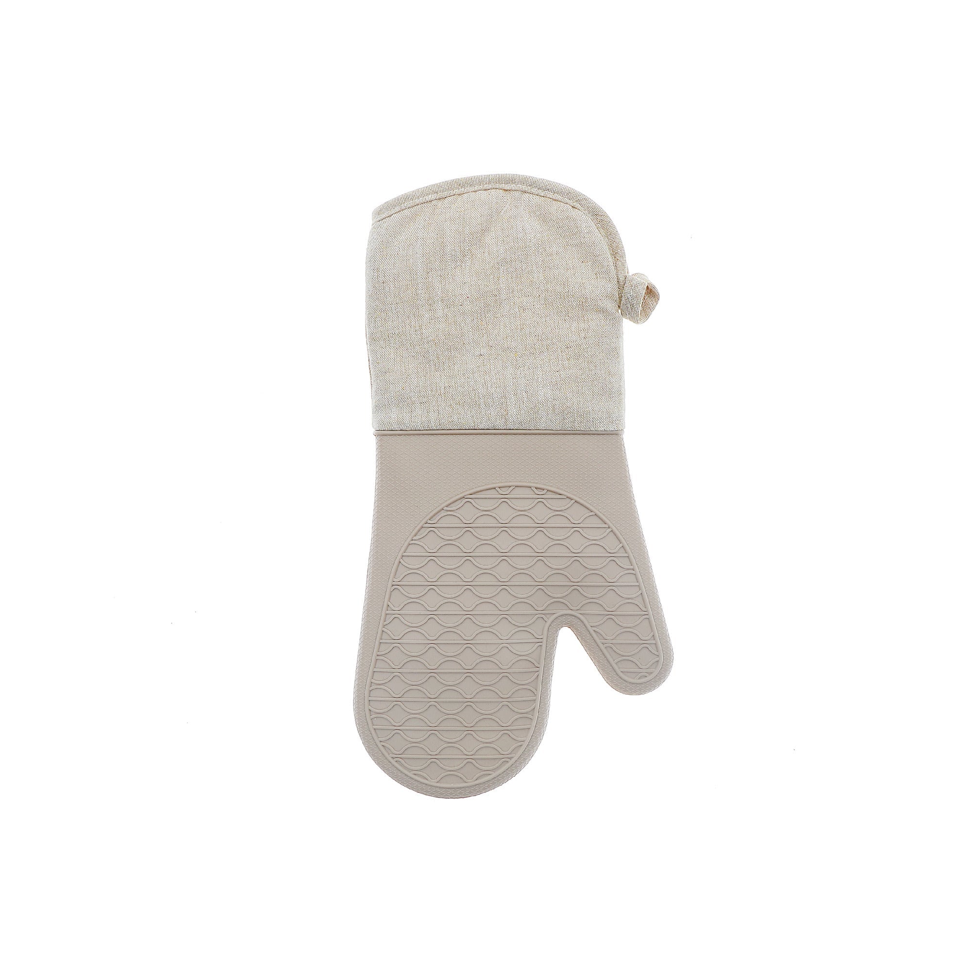 Solid Beige Heat-Resistant Silicone Oven Mitt - Set of 2