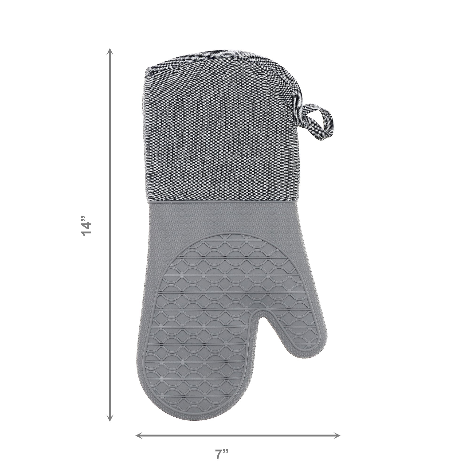Solid Gray Heat-Resistant Silicone Oven Mitt - Set of 2