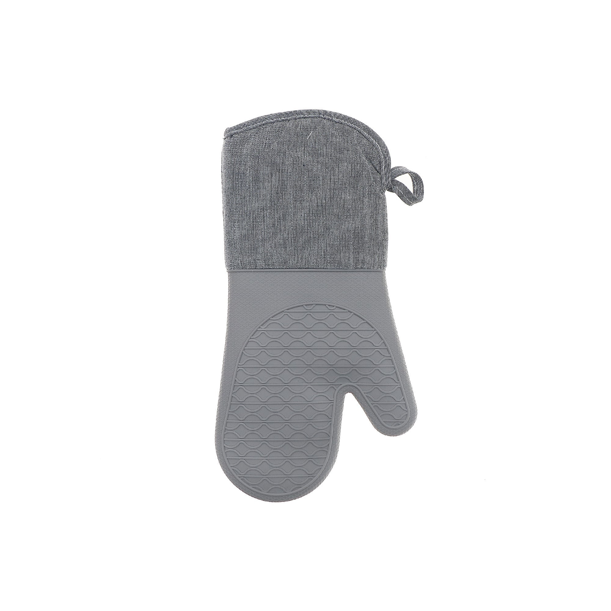 Solid Gray Heat-Resistant Silicone Oven Mitt - Set of 2