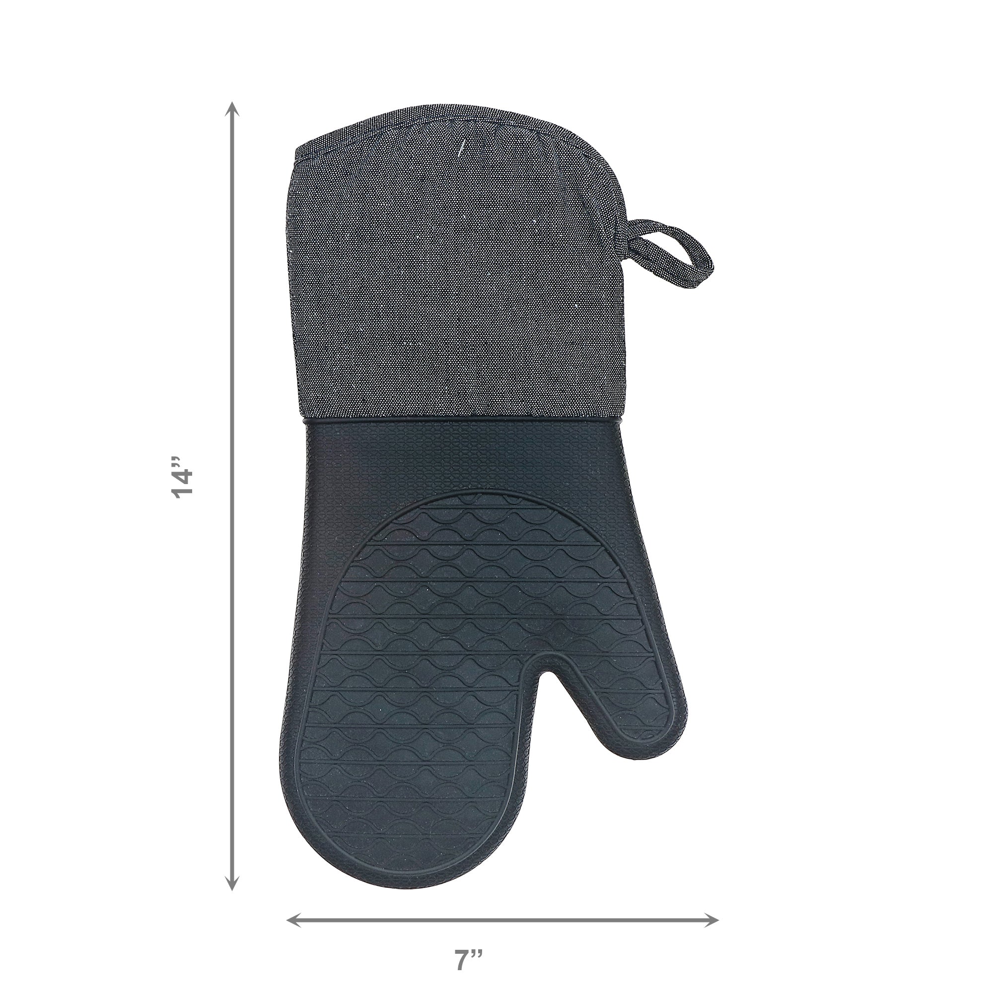 Solid Black Heat-Resistant Silicone Oven Mitt - Set of 2