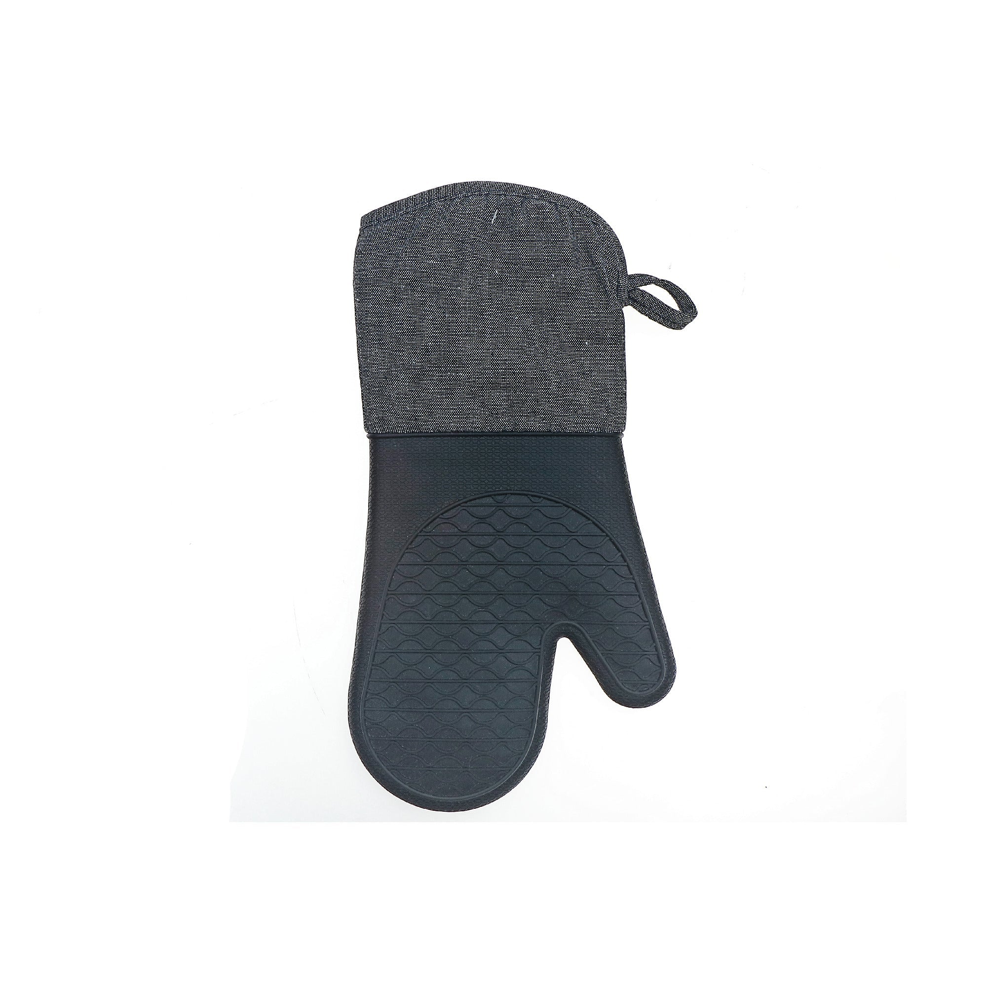 Solid Black Heat-Resistant Silicone Oven Mitt - Set of 2