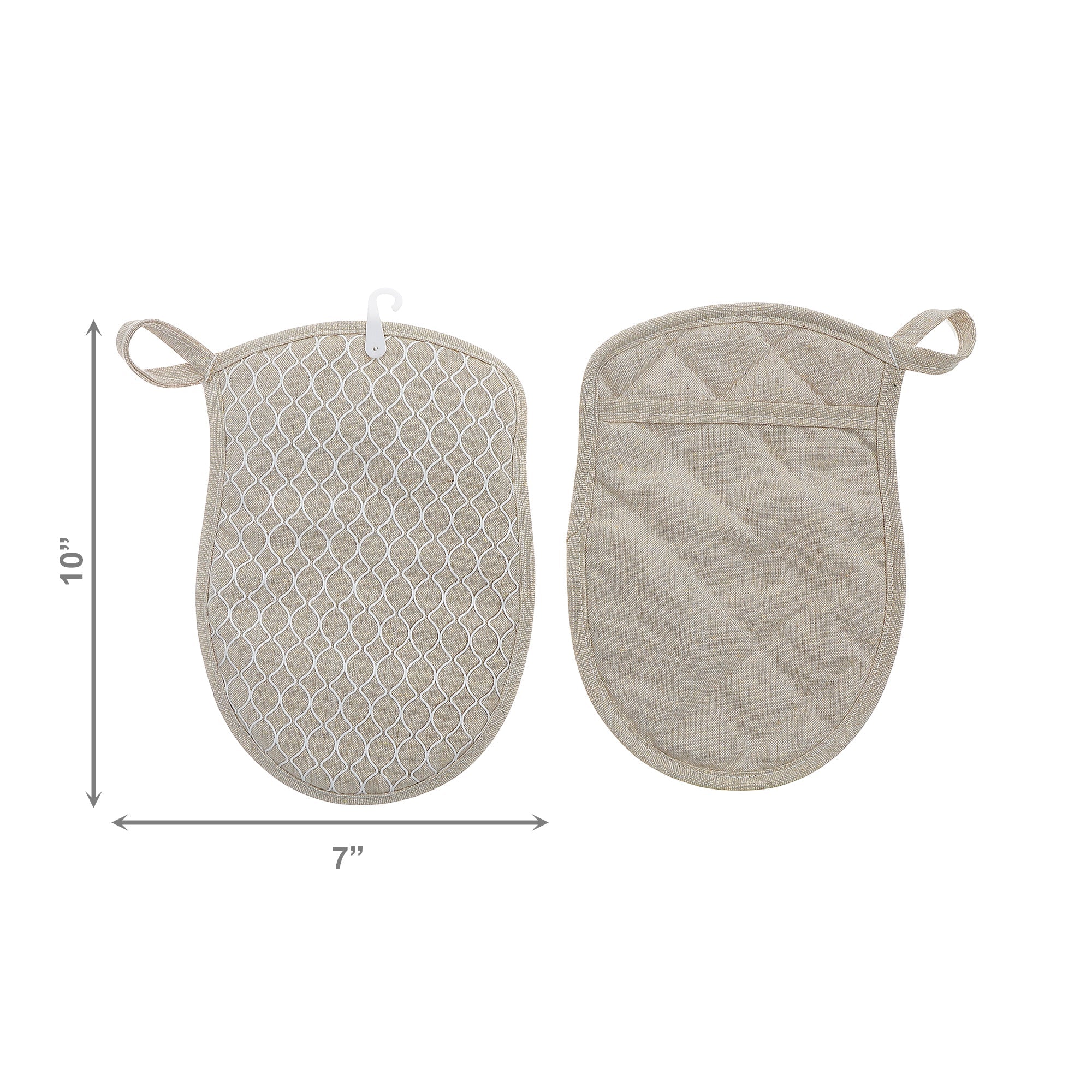Solid Beige Heat-Resistant Silicone Pot Holder - Set of 2