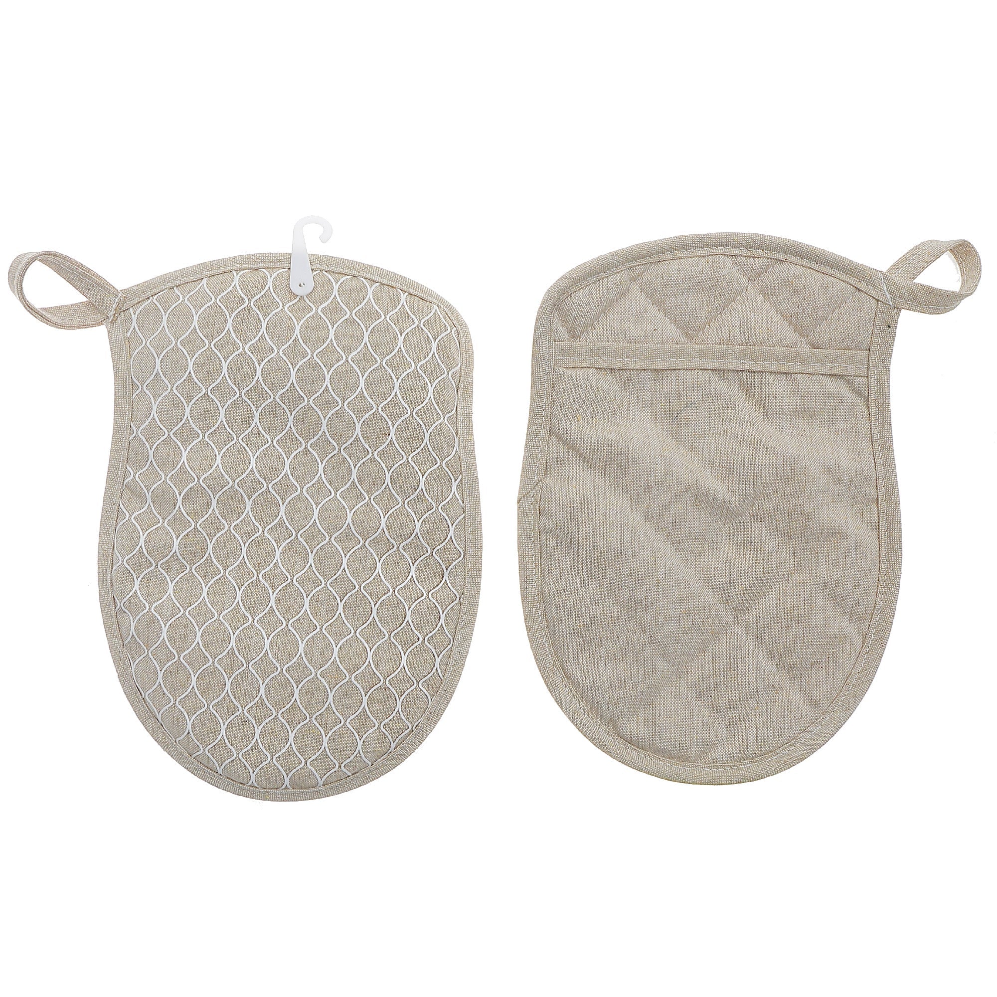 Solid Beige Heat-Resistant Silicone Pot Holder - Set of 2