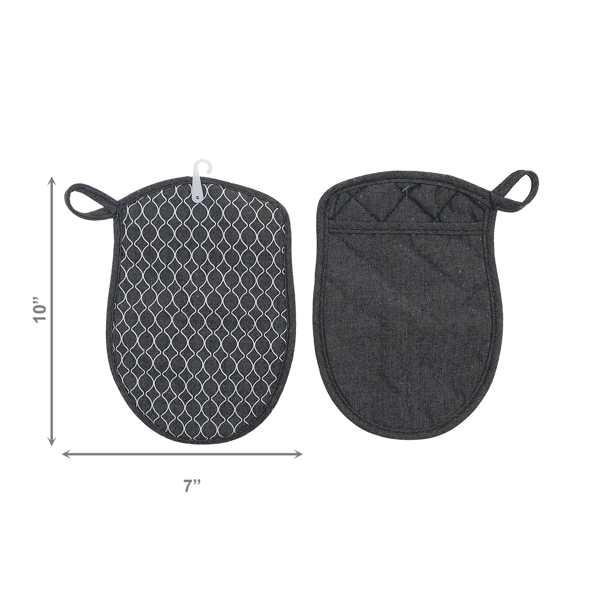 Solid Black Heat-Resistant Silicone Pot Holder - Set of 2
