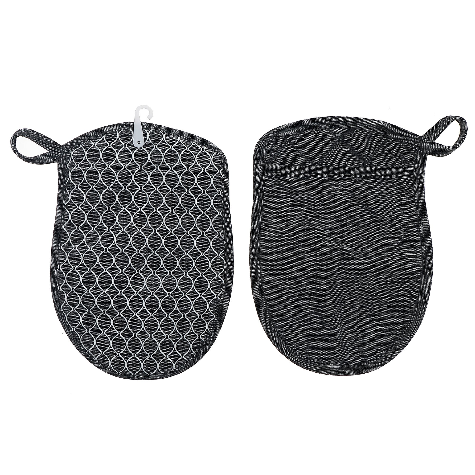 Solid Black Heat-Resistant Silicone Pot Holder - Set of 2