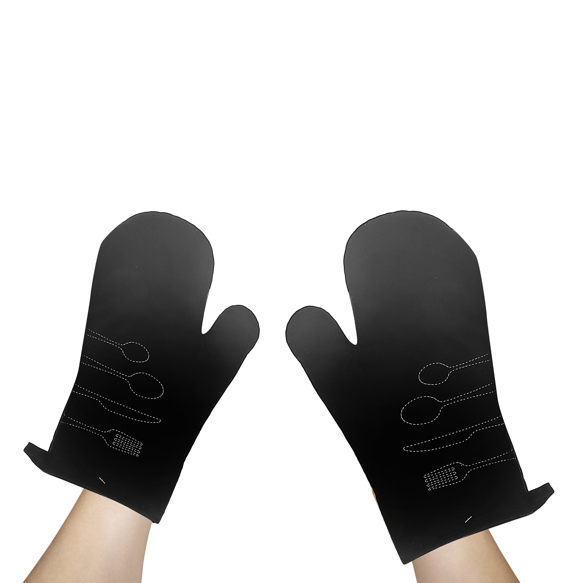 2 Pc Utensil Front Stitched Oven Mitt 13 Inch, Kitchen Heat Resistant Gloves