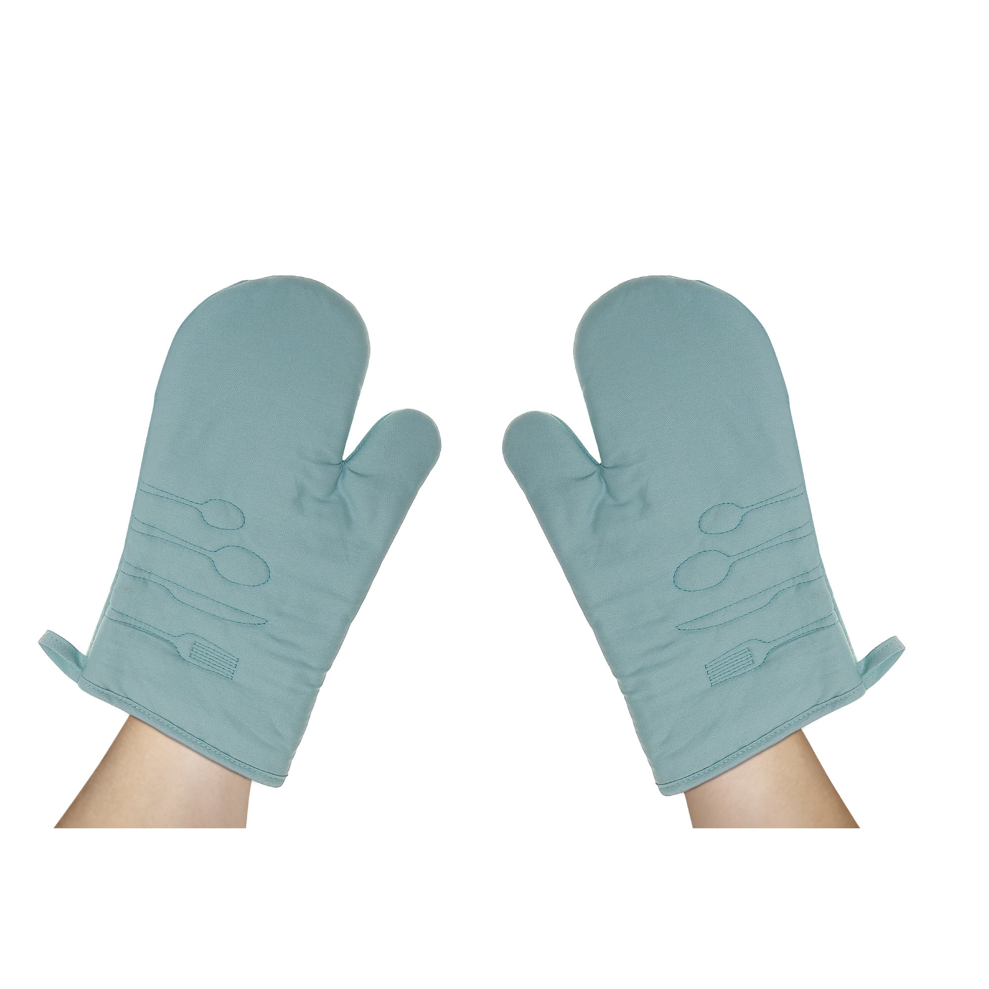 2 Pc Utensil Front Stitched Oven Mitt 13 Inch, Kitchen Heat Resistant Gloves