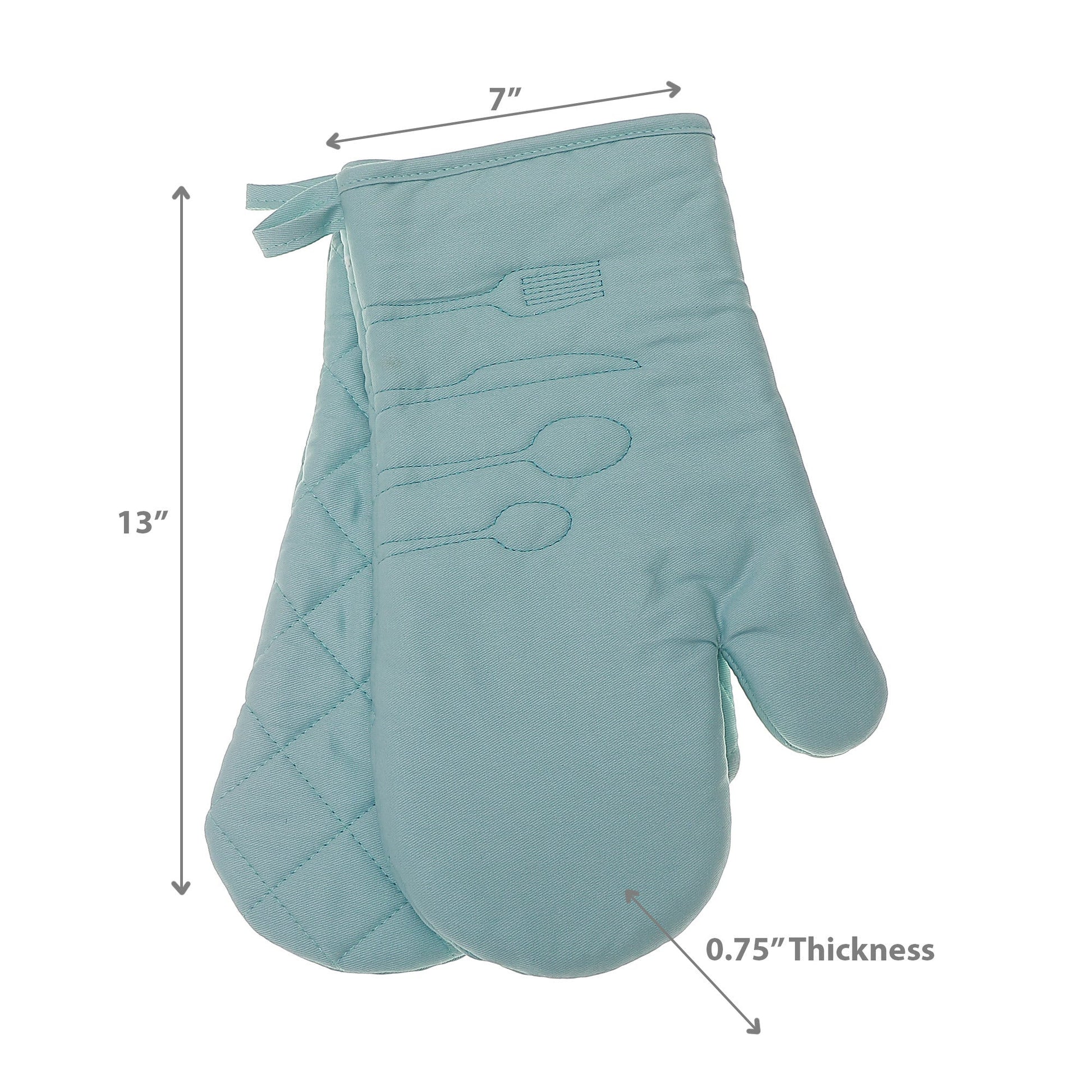 2 Pc Utensil Front Stitched Oven Mitt 13"