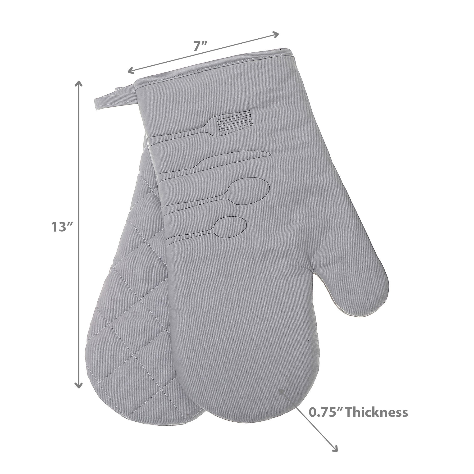 2 Pc Utensil Front Stitched Oven Mitt 13"