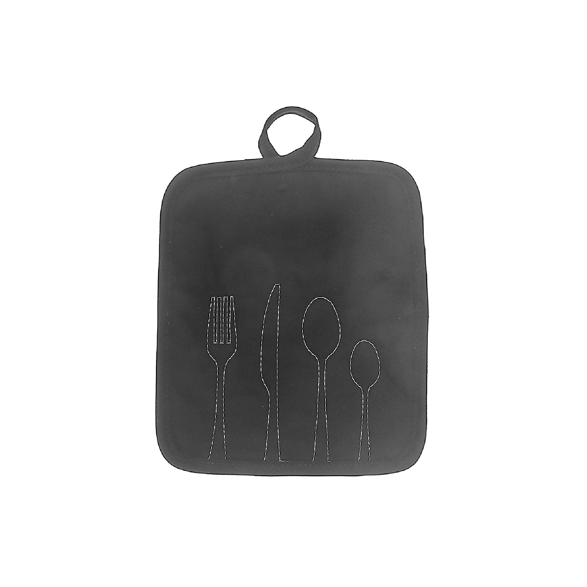 Utensil Front Stitched Pot Black Holder Set Of 6, Kitchen Heat Resistant Accessory