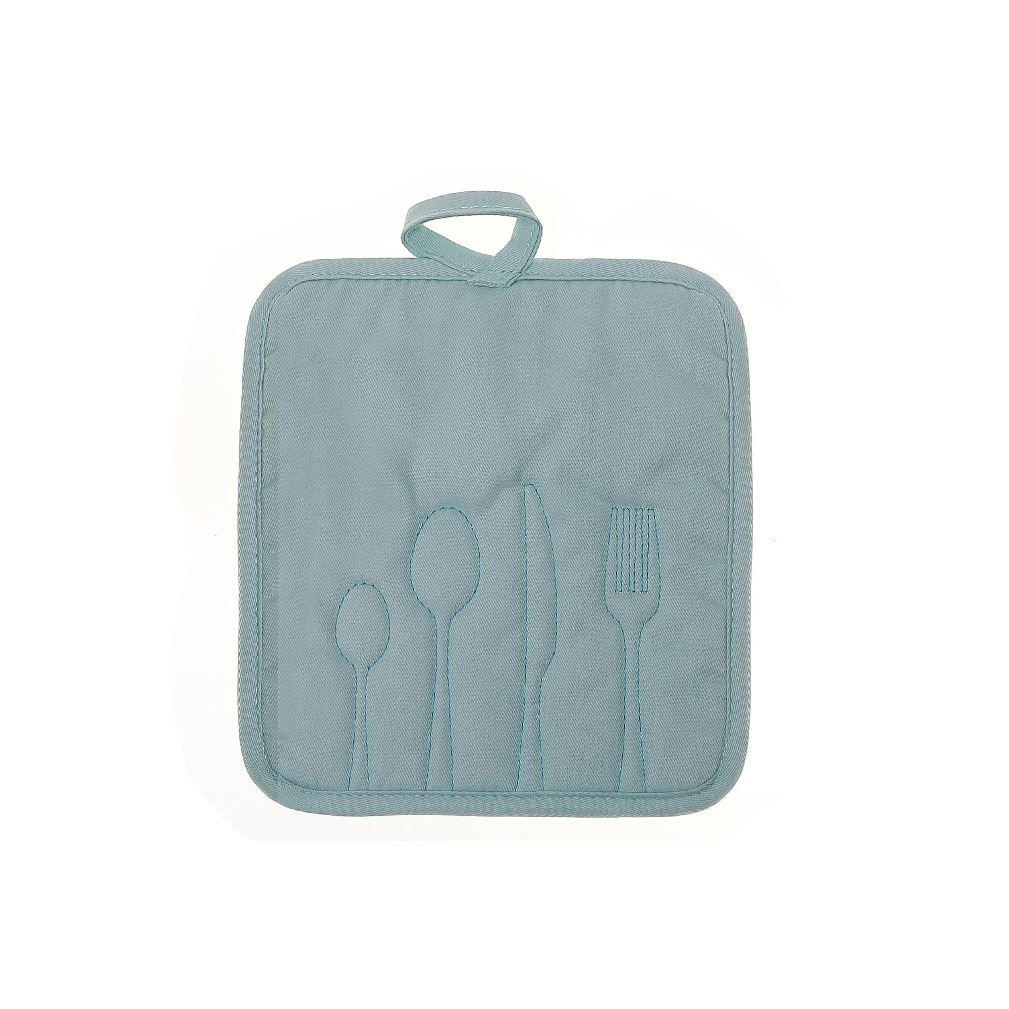 Utensil Front Stitched Pot Blue Holder Set Of 6, Kitchen Heat Resistant Accessory