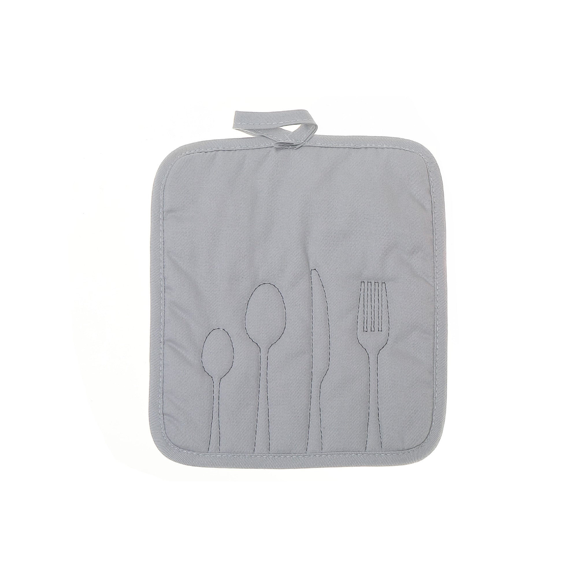 Utensil Front Stitched Pot Grey Holder Set Of 6, Kitchen Heat Resistant Accessory