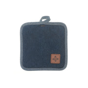 Denim Pot Holder With Leather Badge Set Of 4, Kitchen Cooking Accessory