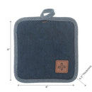 Denim Pot Holder With Leather Badge - Set of 4