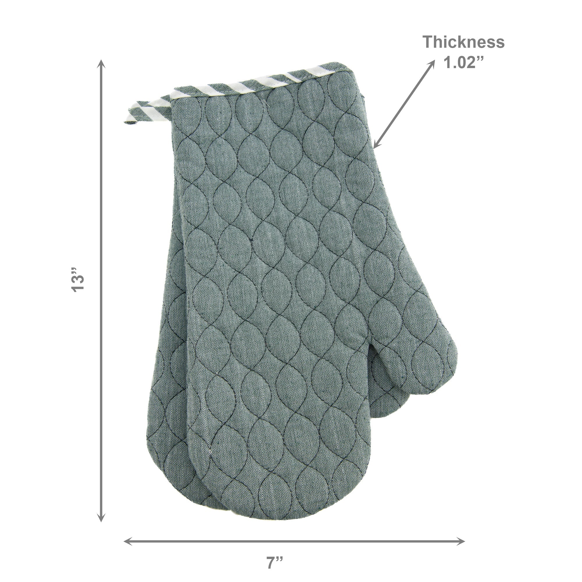 2Pc Wave-Stitched Quilted Oven Mitts – Sage - Set of 2