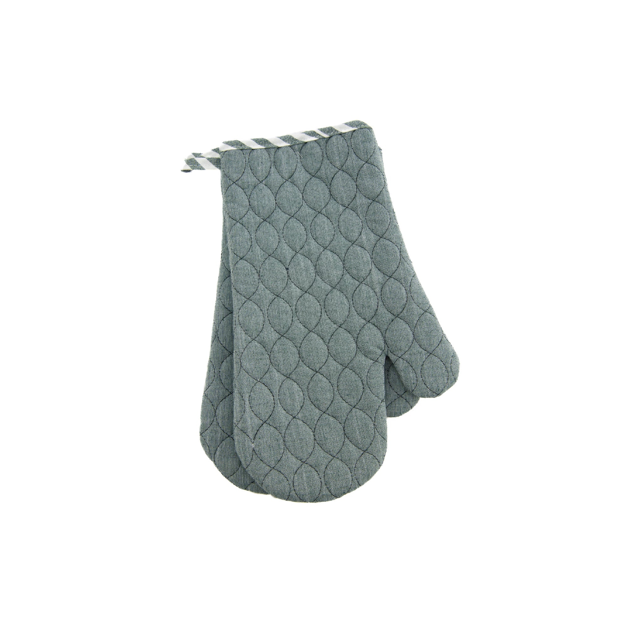 2Pc Wave-Stitched Quilted Oven Mitts – Sage - Set of 2