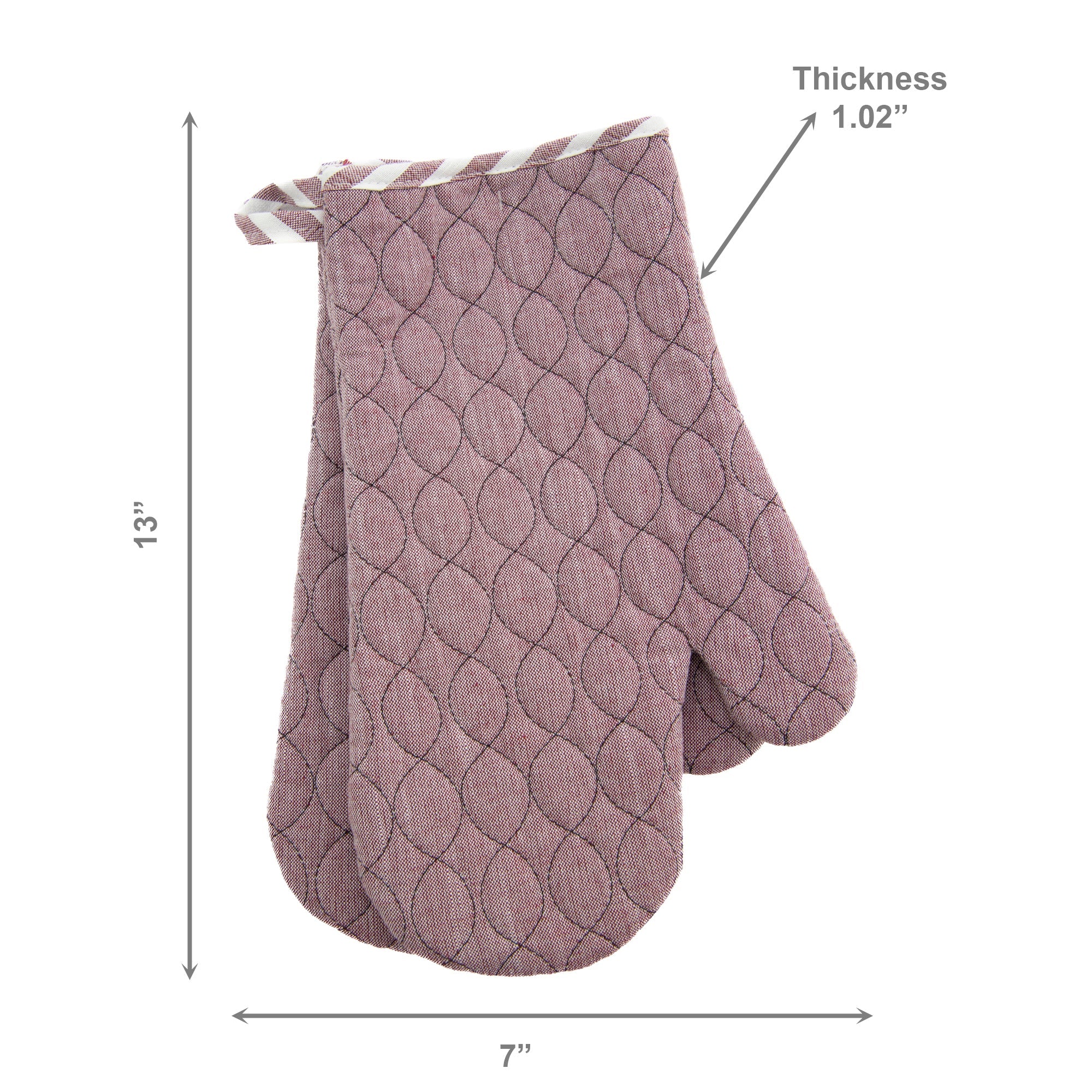 2Pc Wave-Stitched Quilted Oven Mitts – Wine, Set of 2