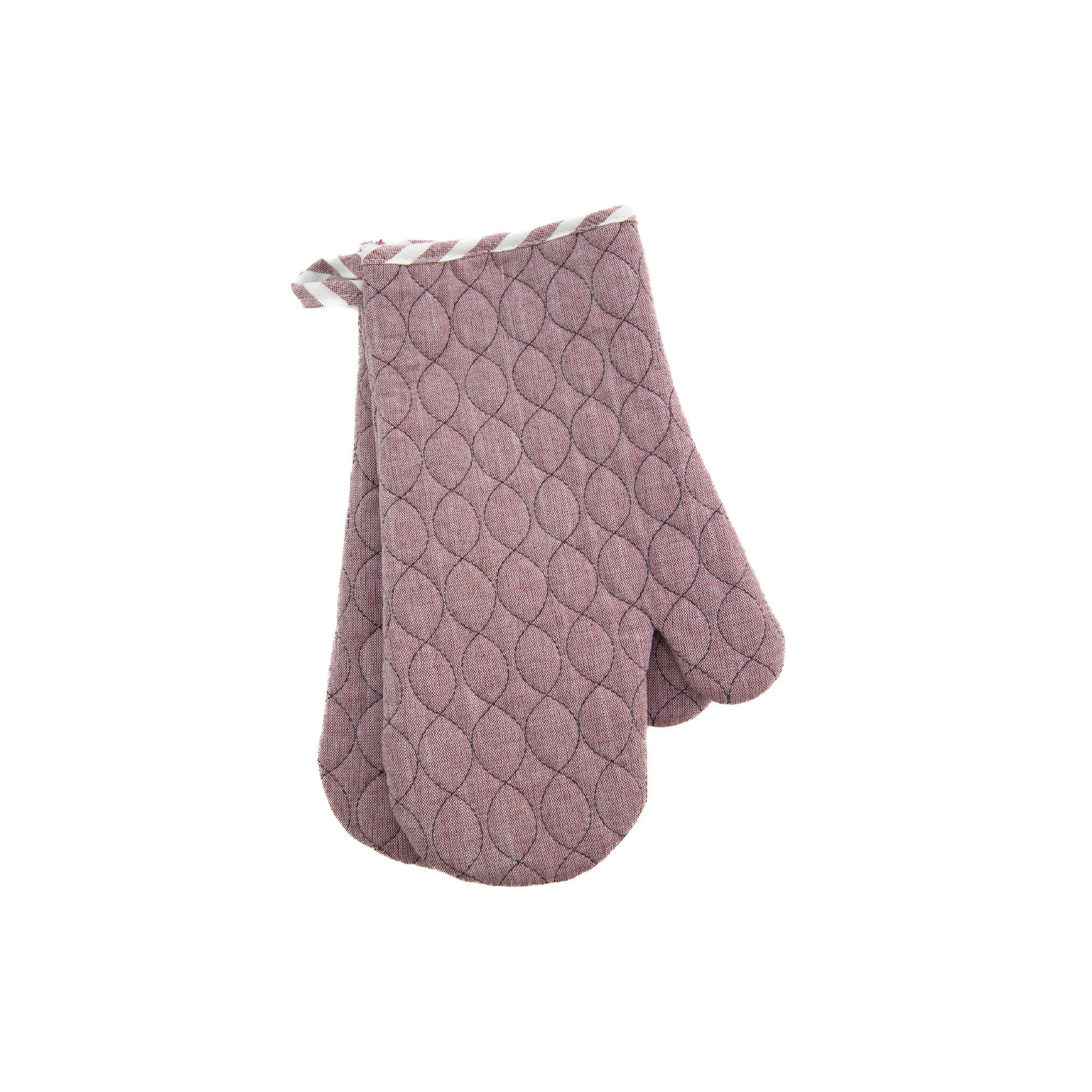 2Pc Wave-Stitched Quilted Oven Mitts – Wine, Set of 2
