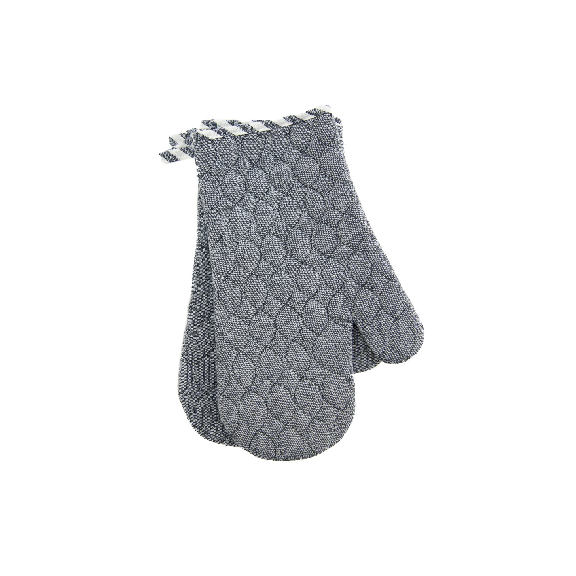 2Pc Wave-Stitched Quilted Oven Mitts – Gray, Set of 2