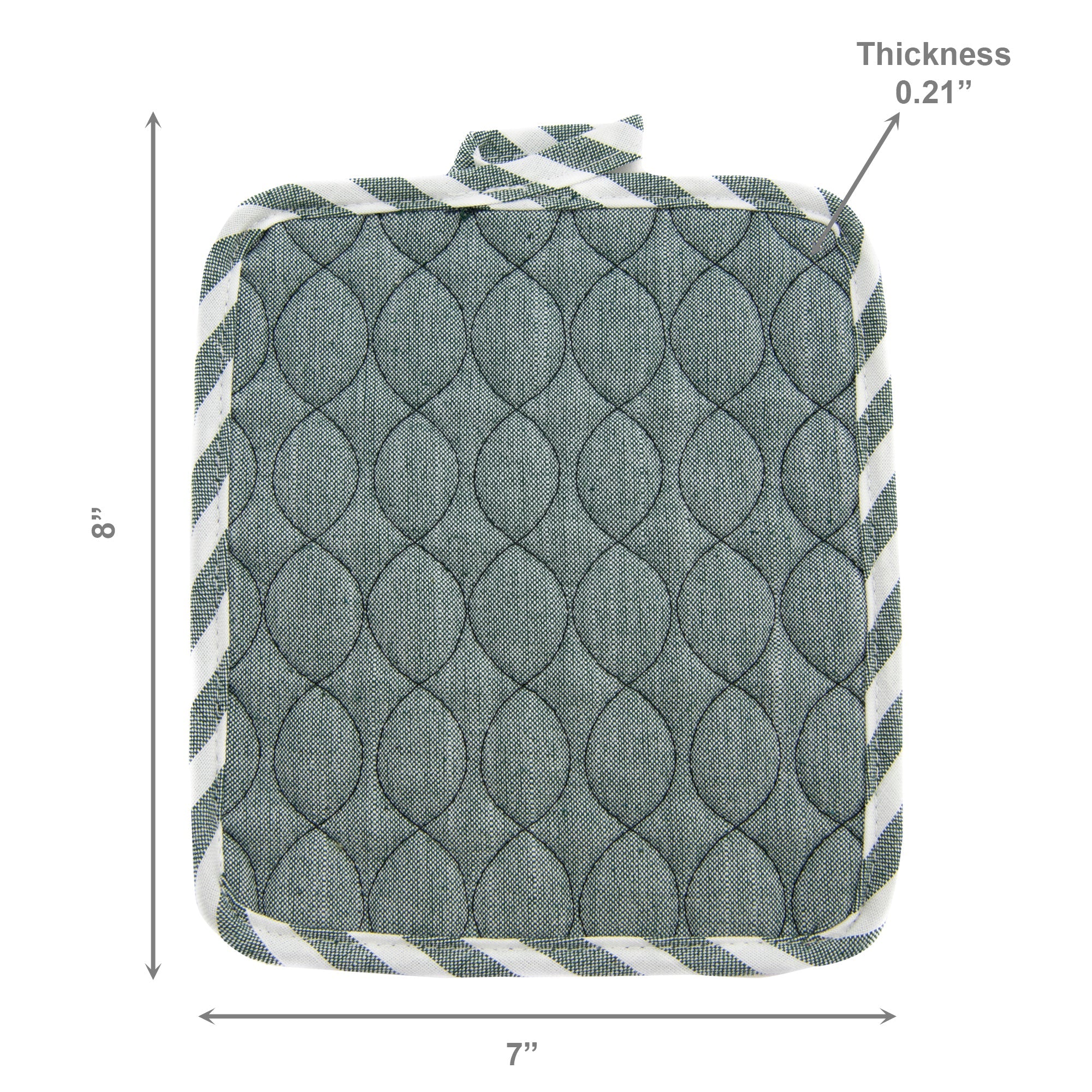 Wave-Stitched Quilted Pot Holder – Sage - Set of 6