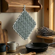 Wave-Stitched Quilted Pot Holder – Sage - Set of 6