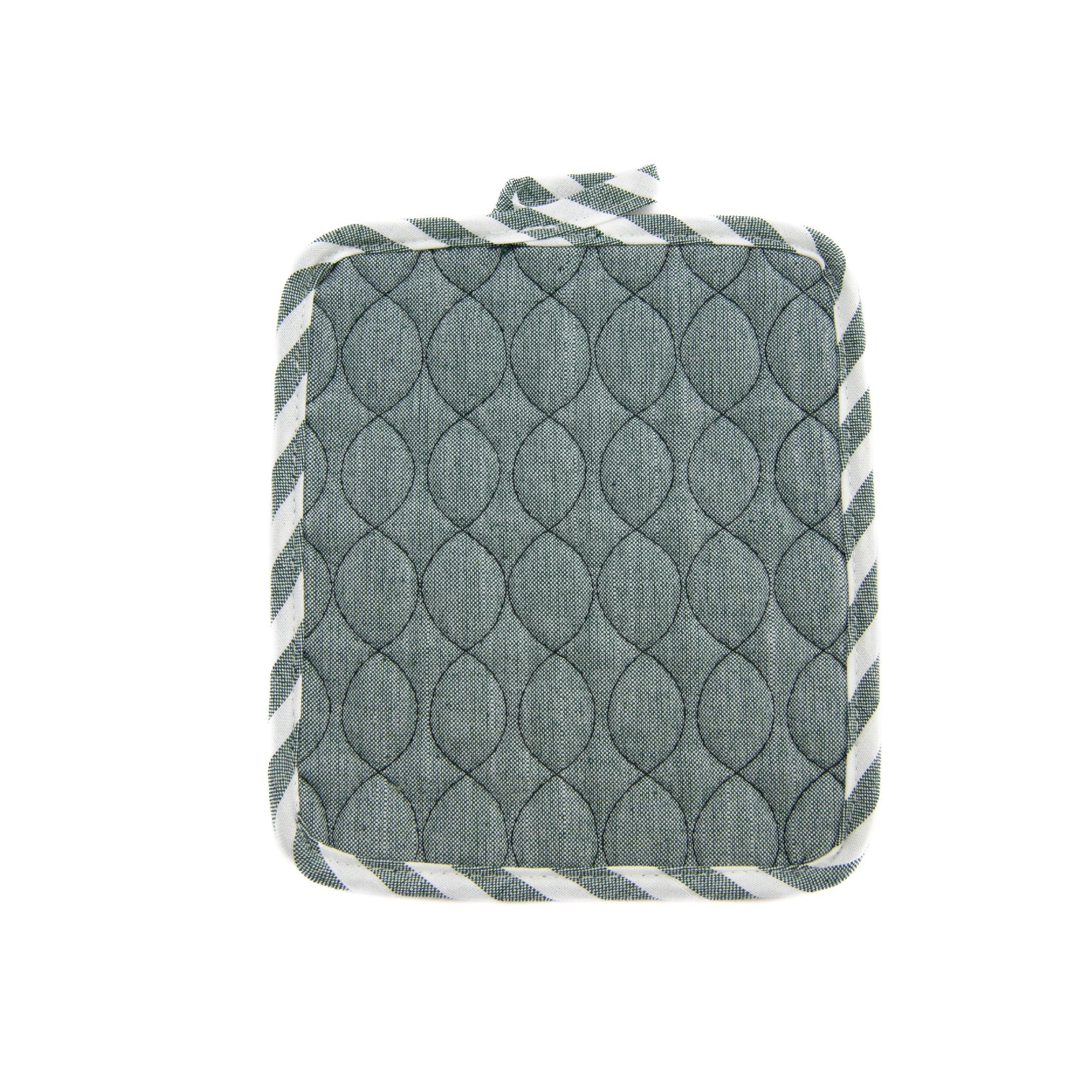 Wave-Stitched Quilted Pot Holder – Sage - Set of 6