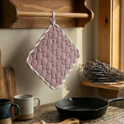Wave-Stitched Quilted Pot Holder – Wine - Set of 6