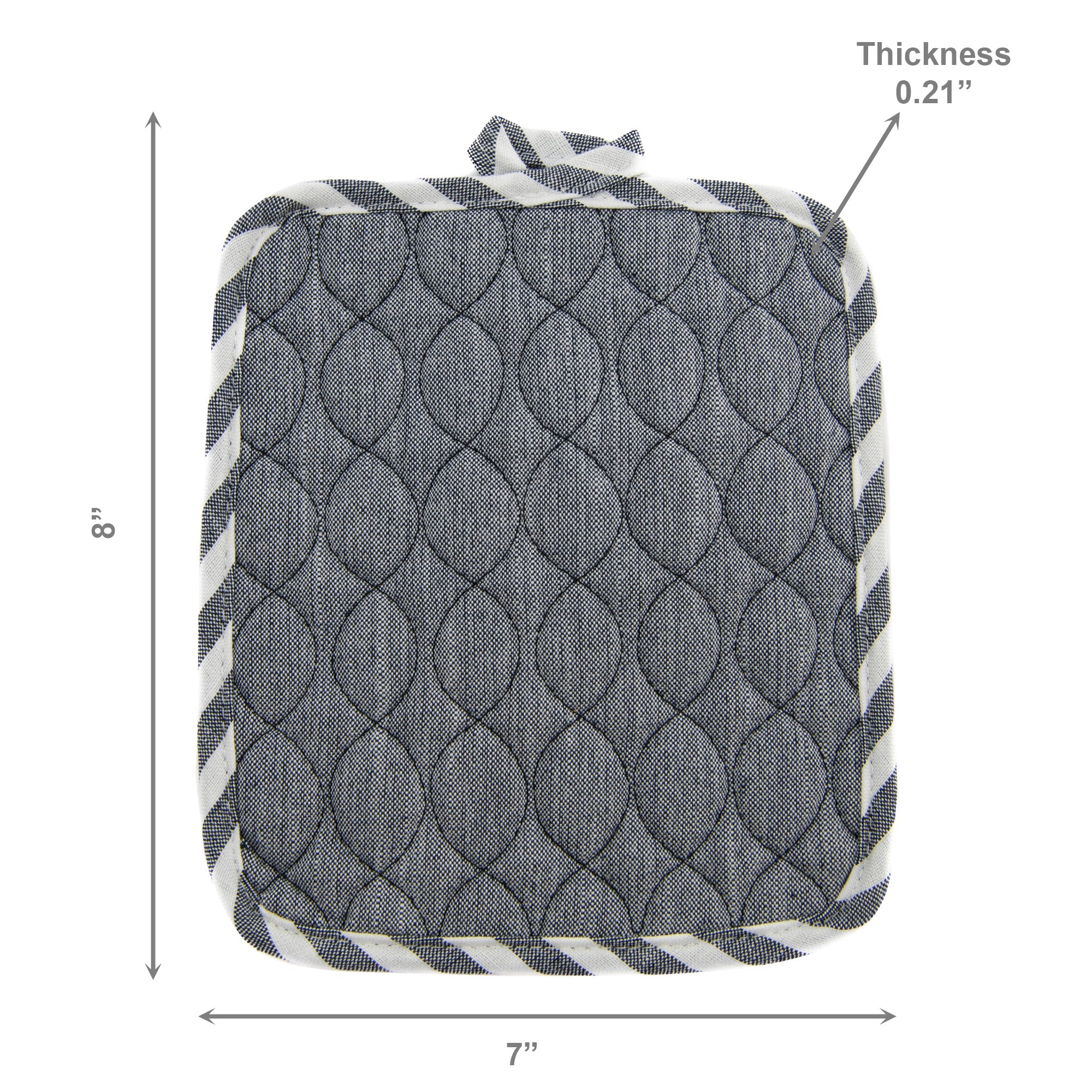 Wave-Stitched Quilted Pot Holder – Gray - Set of 6