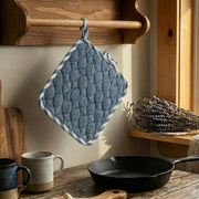 Wave-Stitched Quilted Pot Holder – Gray - Set of 6