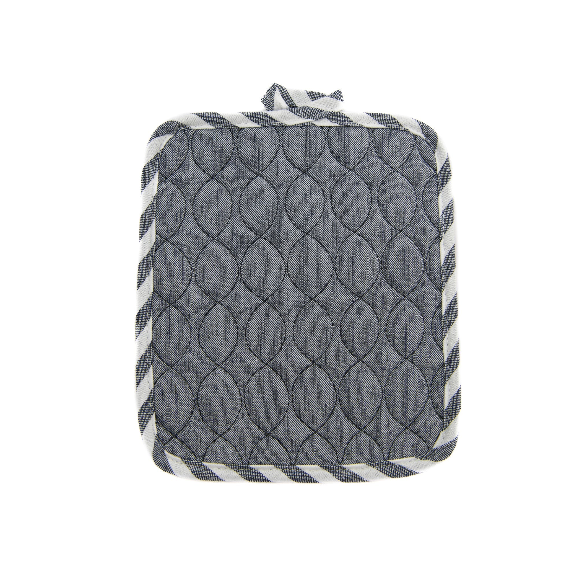 Wave-Stitched Quilted Pot Holder – Gray - Set of 6
