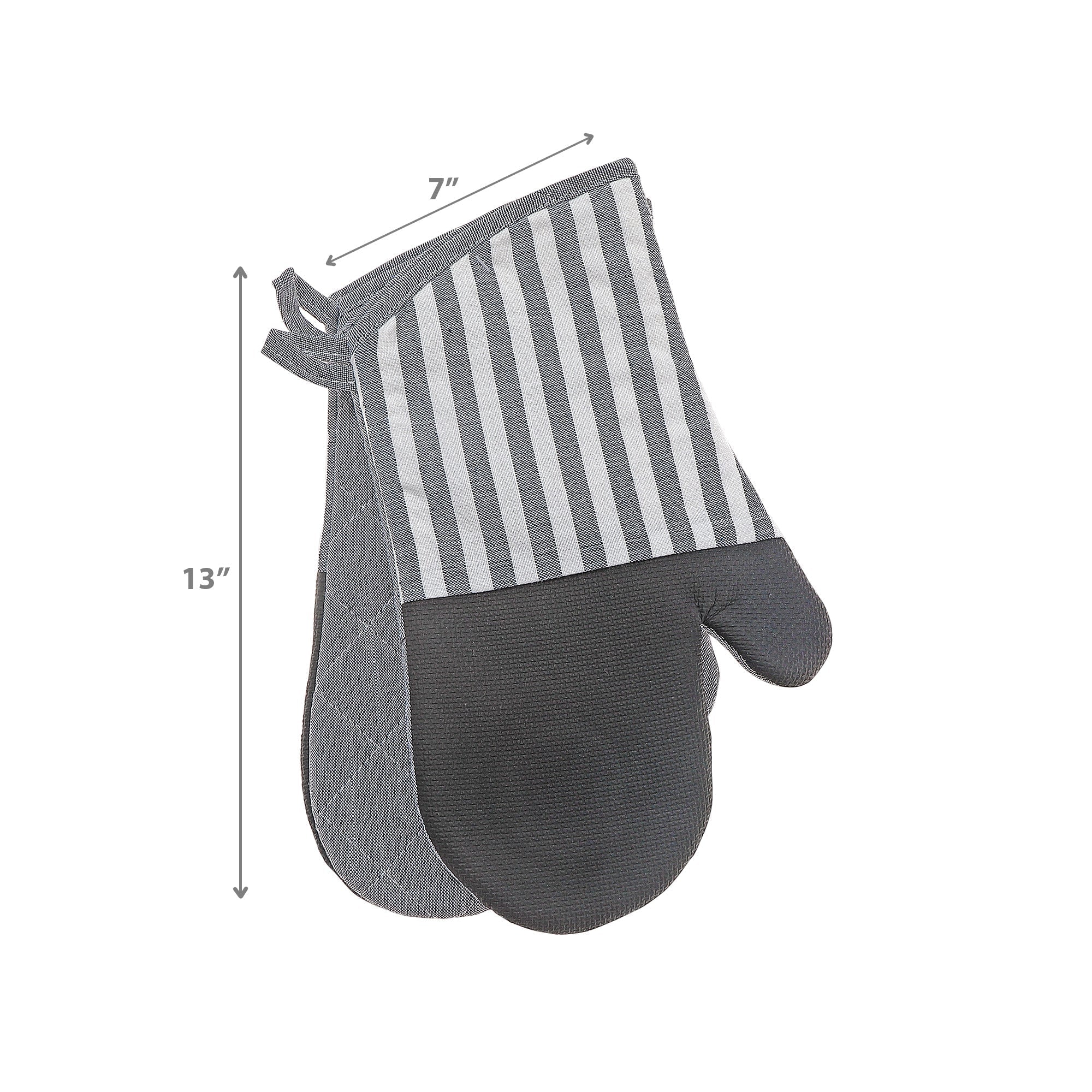 Stripe and Neoprene 2 Piece Oven Mitt, Heat Resistant Kitchen Gloves, Cooking Protection