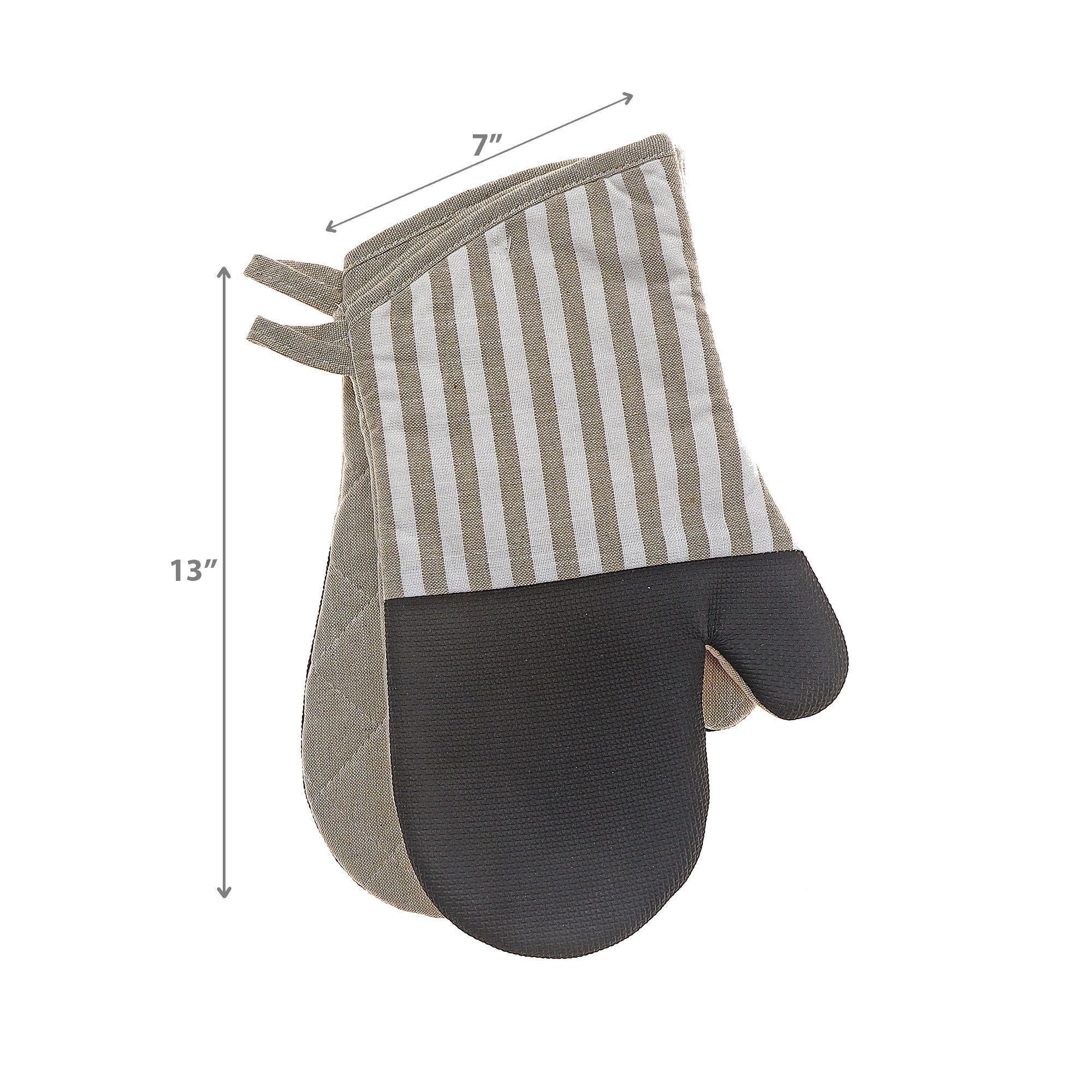 Stripe and Neoprene 2 Piece Oven Mitt, Heat Resistant Kitchen Gloves, Cooking Protection