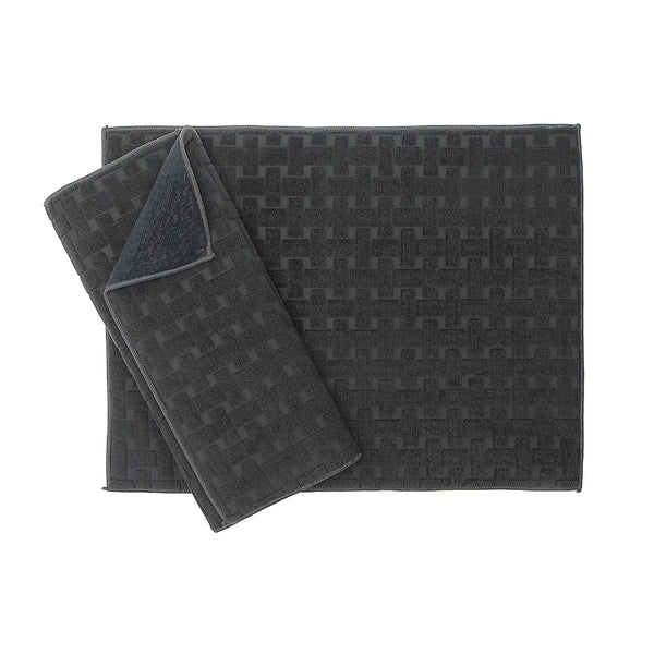 2 Pk Basketweave Microfibre Dish Drying Mat