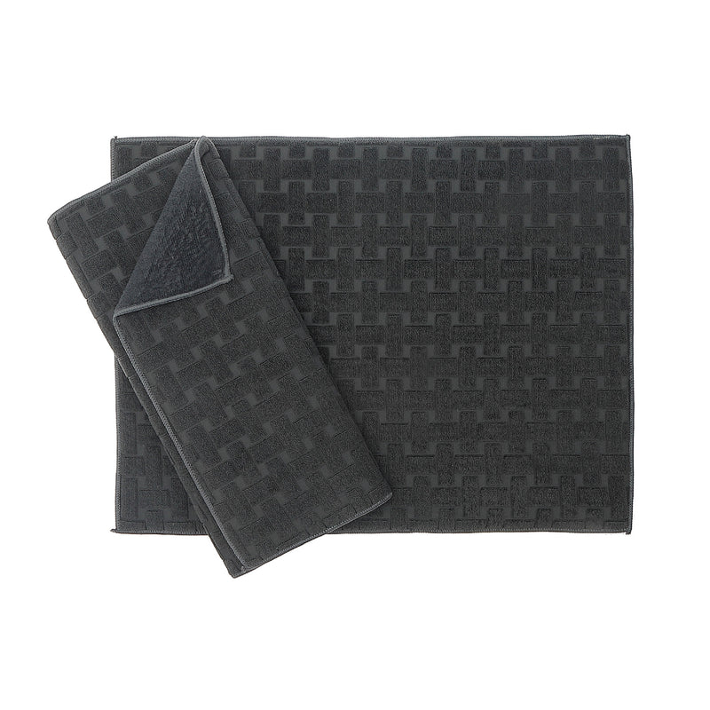 2 Pk Basketweave Microfibre Dish Drying Mat