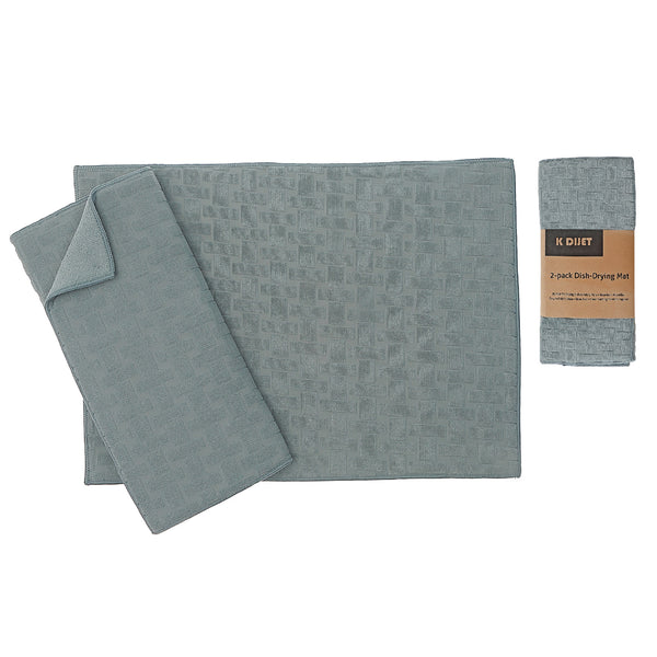 2 Pk Basketweave Microfibre Dish Drying Mat