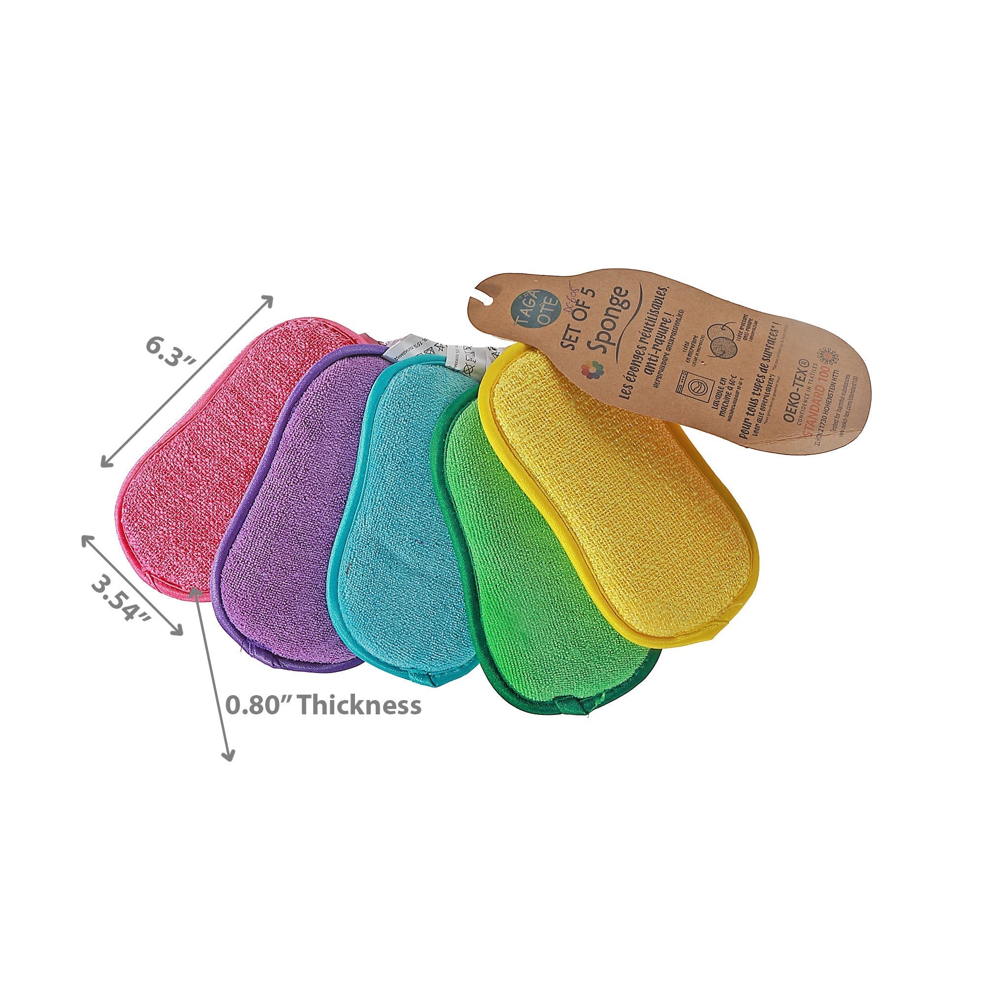 5 Pack Microfibre Sponges Assorted, Kitchen Cleaning Scrubber, Non Scratch Surface Cleaner