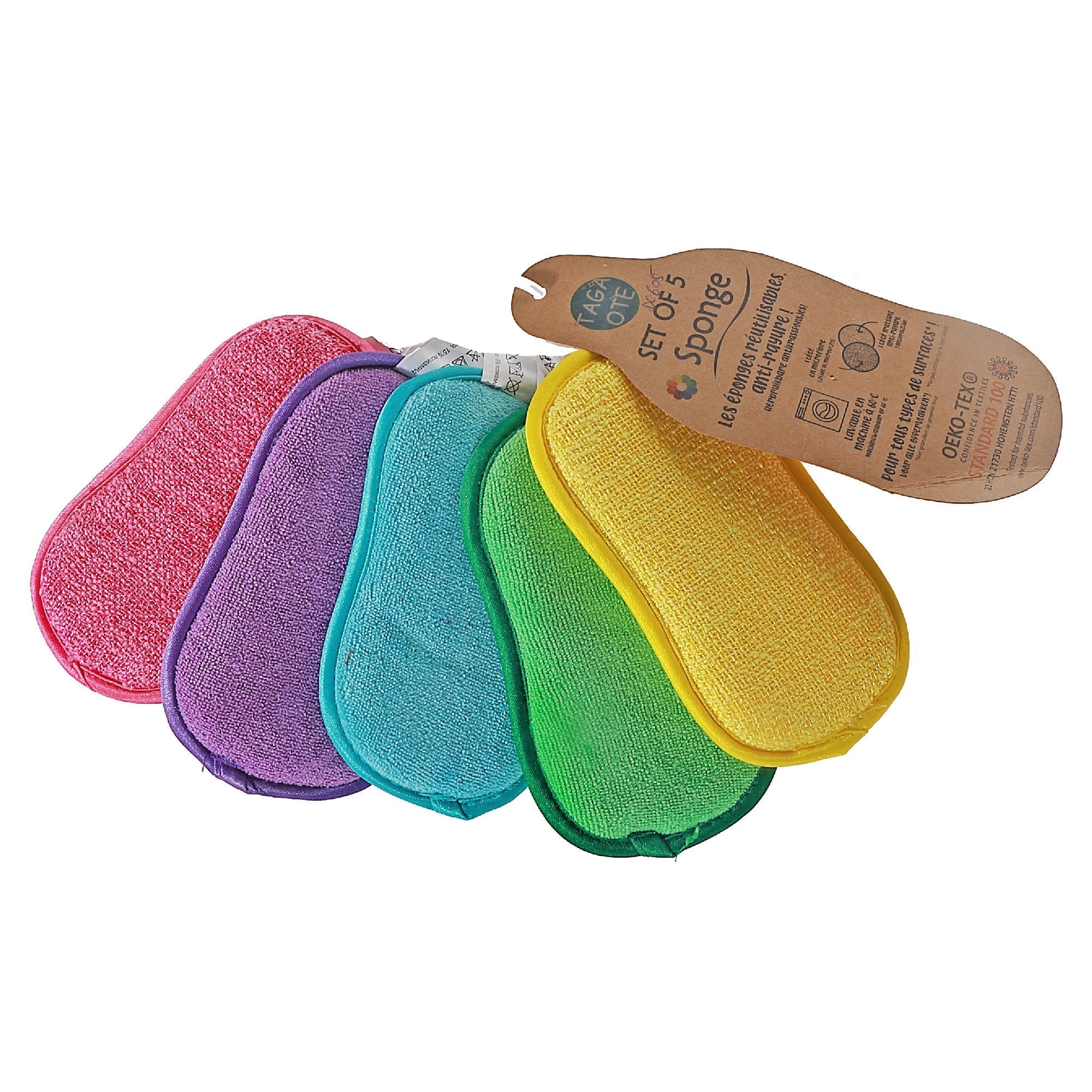 5 Pack Microfibre Sponges Assorted, Kitchen Cleaning Scrubber, Non Scratch Surface Cleaner