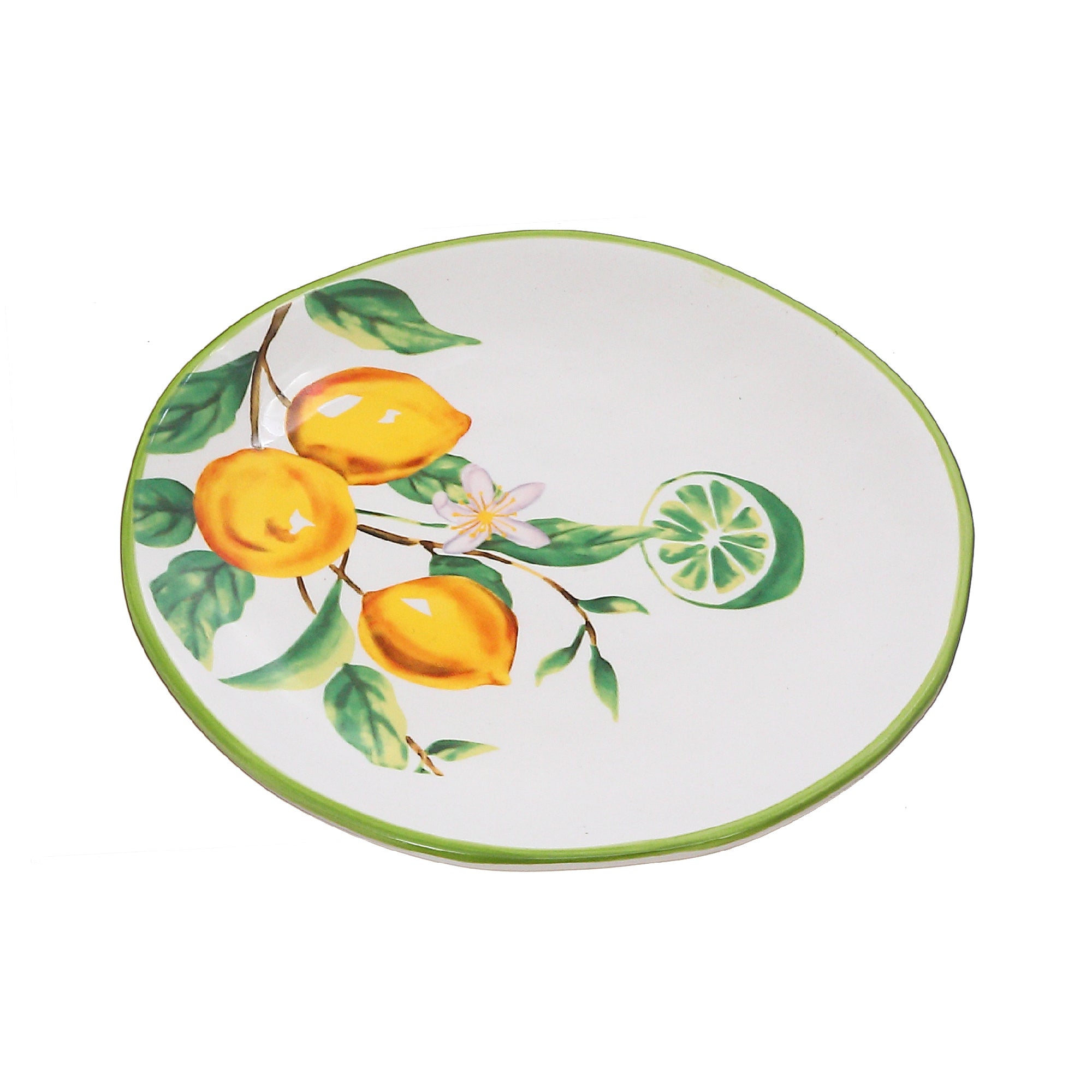 Ceramic Lemon Round Plate 6.10" - Set of 2 Decorative Kitchen Dinner Plates