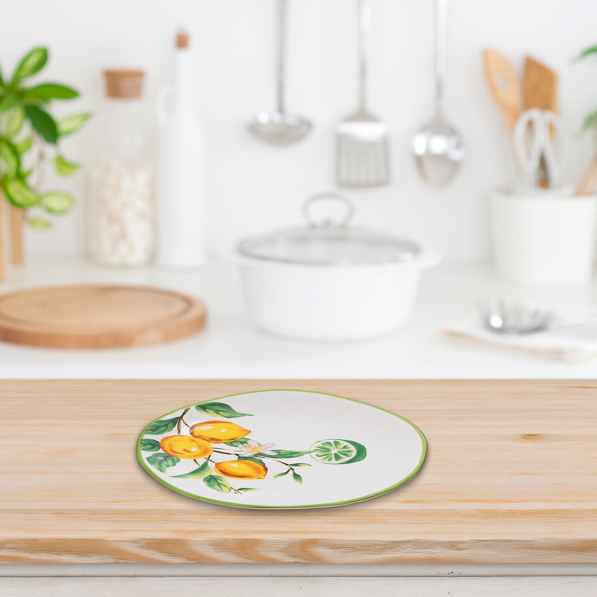 Ceramic Lemon Round Plate 6.10" - Set of 2 Decorative Kitchen Dinner Plates