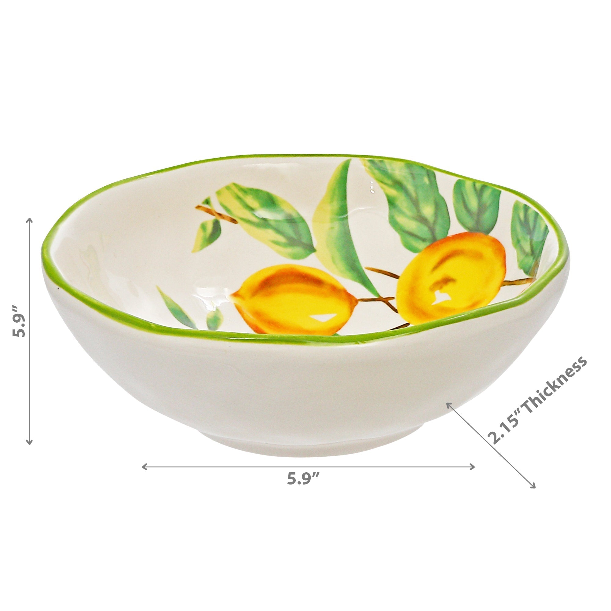 Ceramic Lemon Bowl - Set of 2 Decorative Kitchen Serving Bowls