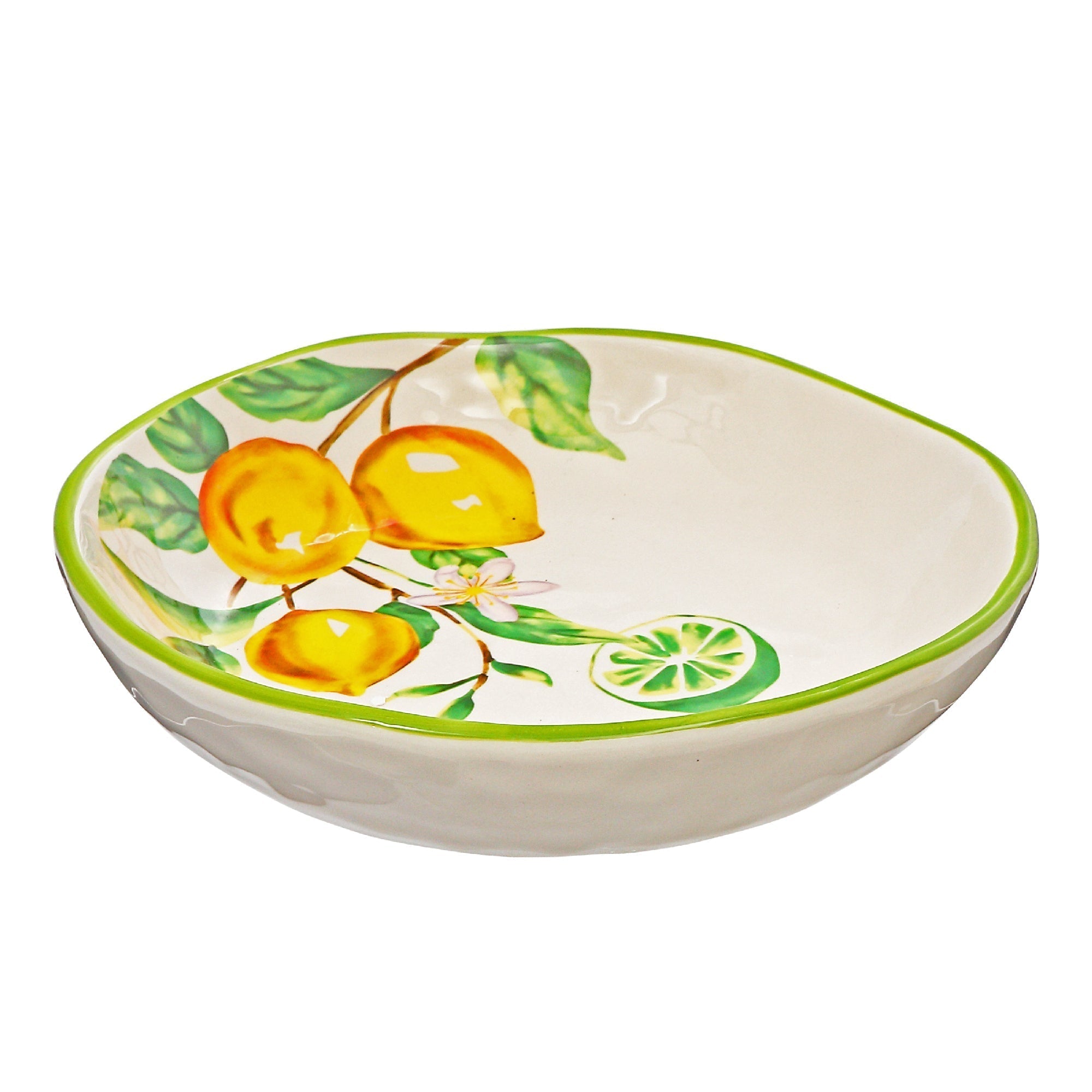 Ceramic Lemon Round Plate 8.35" - Set of 2 Decorative Kitchen Dinner Plates