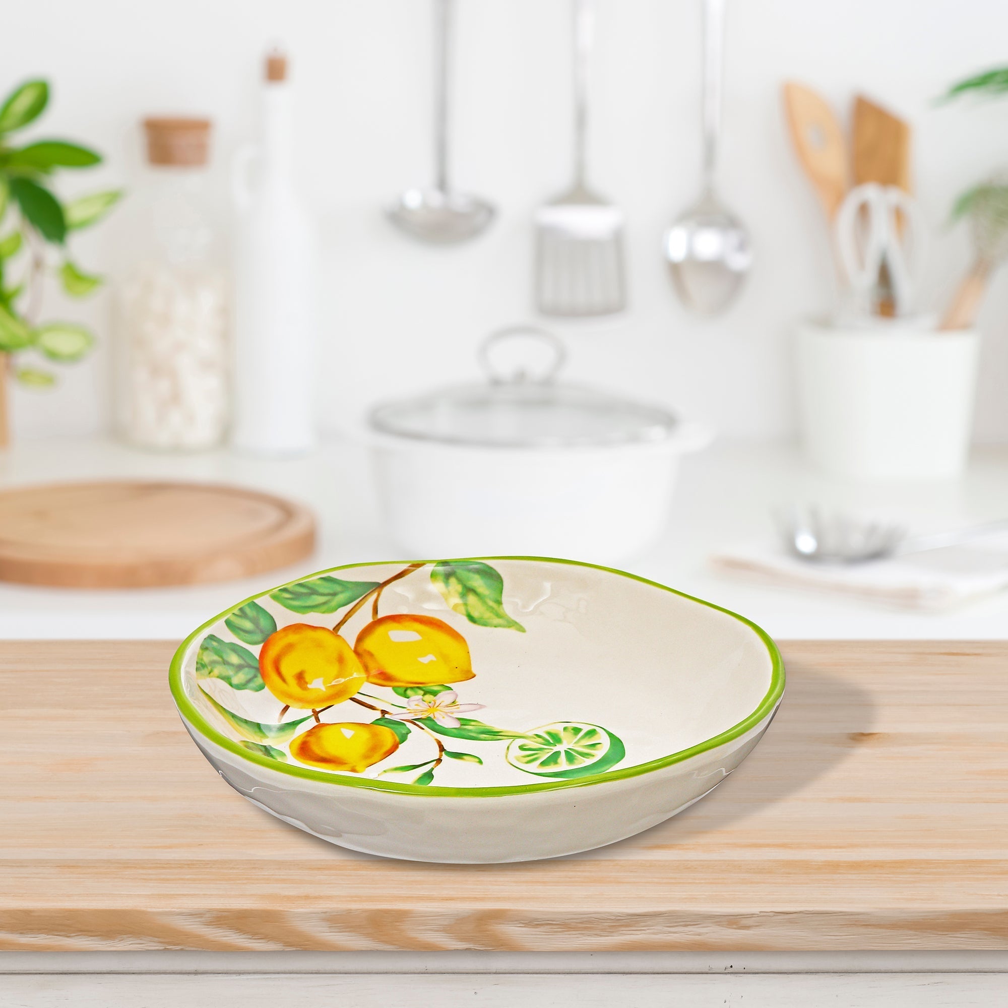 Ceramic Lemon Round Plate 8.35" - Set of 2 Decorative Kitchen Dinner Plates