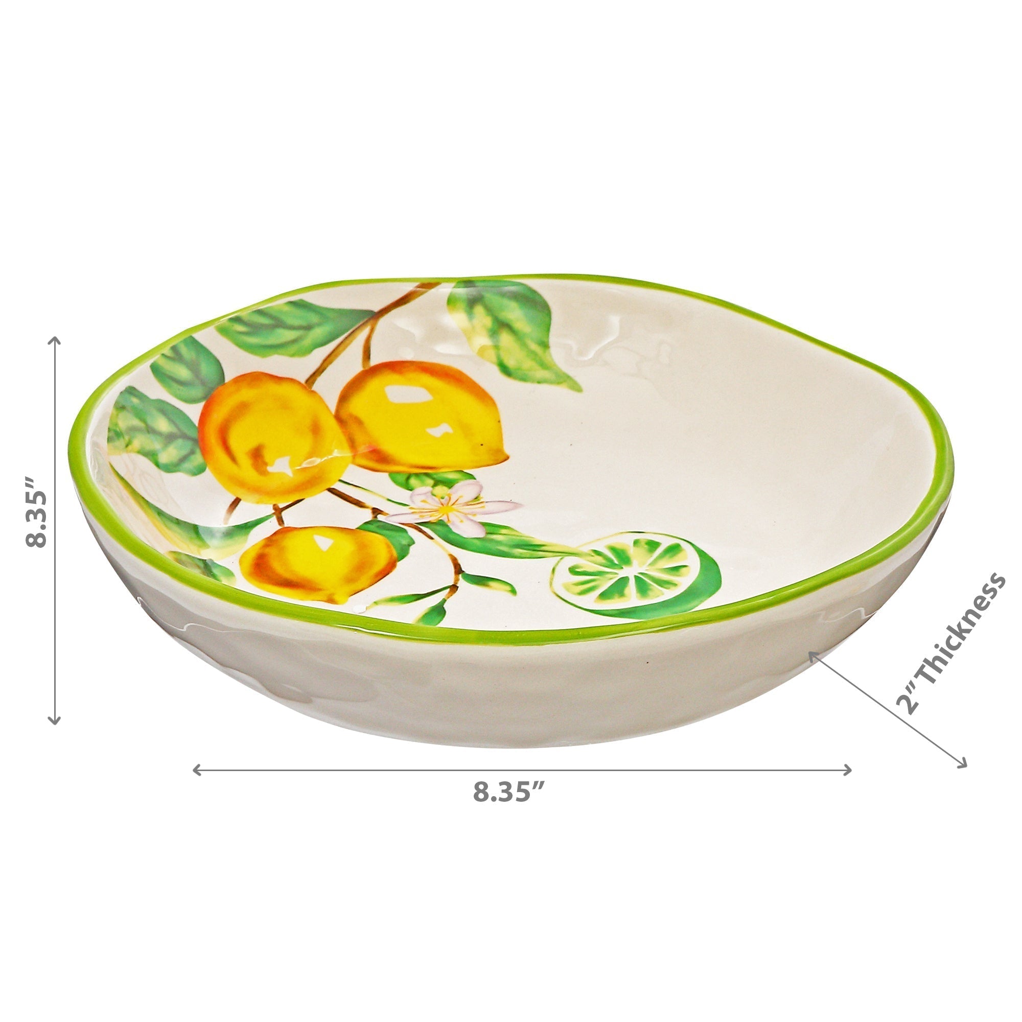 Ceramic Lemon Round Plate 8.35" - Set of 2 Decorative Kitchen Dinner Plates