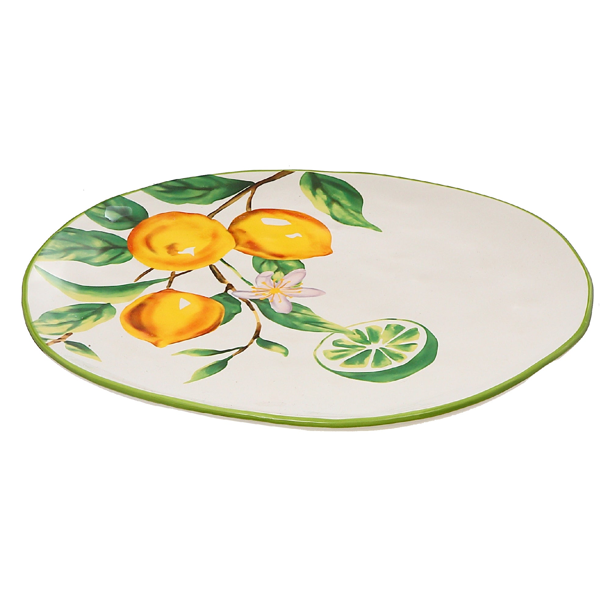 Ceramic Lemon Platter - Set of 2 Decorative Kitchen Serving Plates