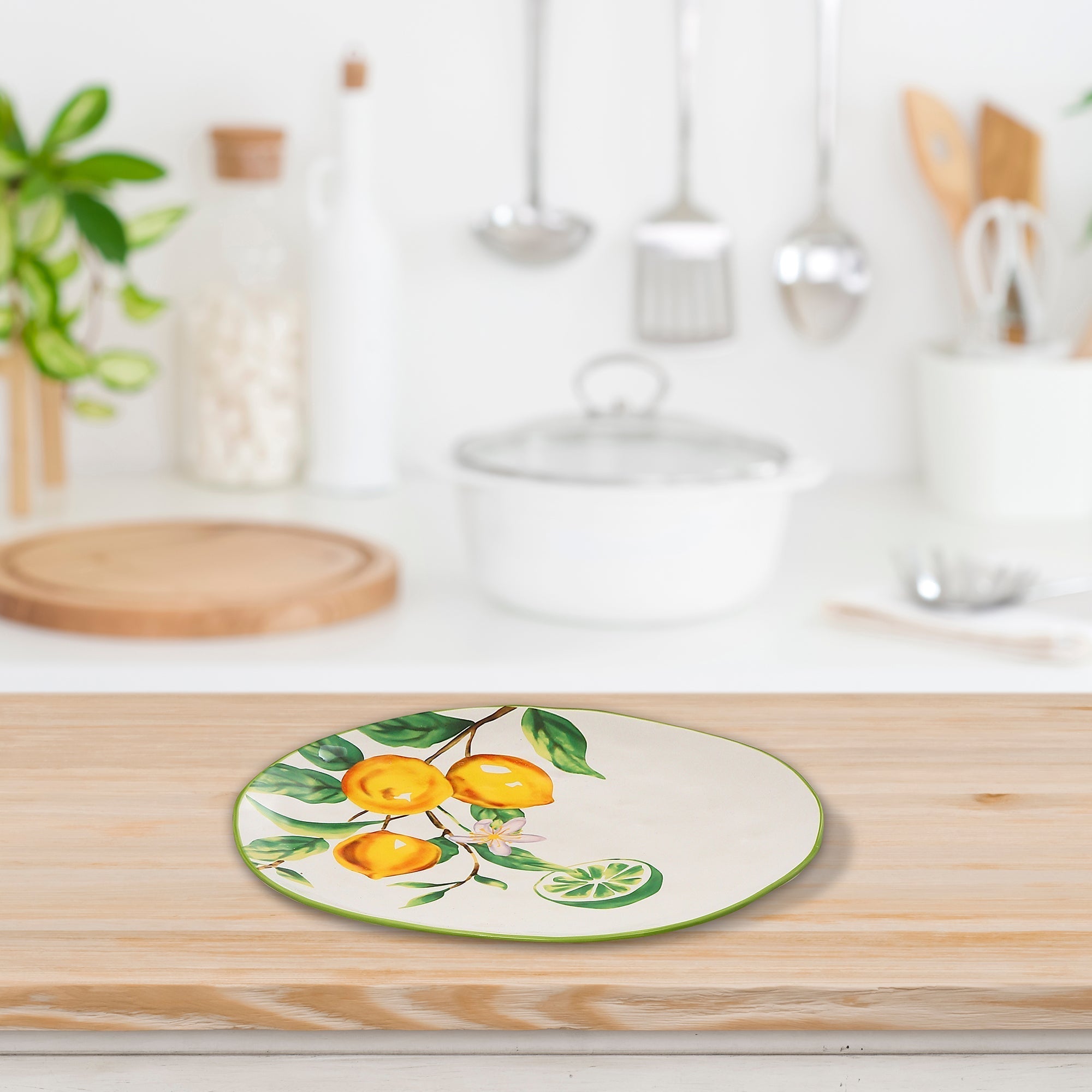 Ceramic Lemon Platter - Set of 2 Decorative Kitchen Serving Plates