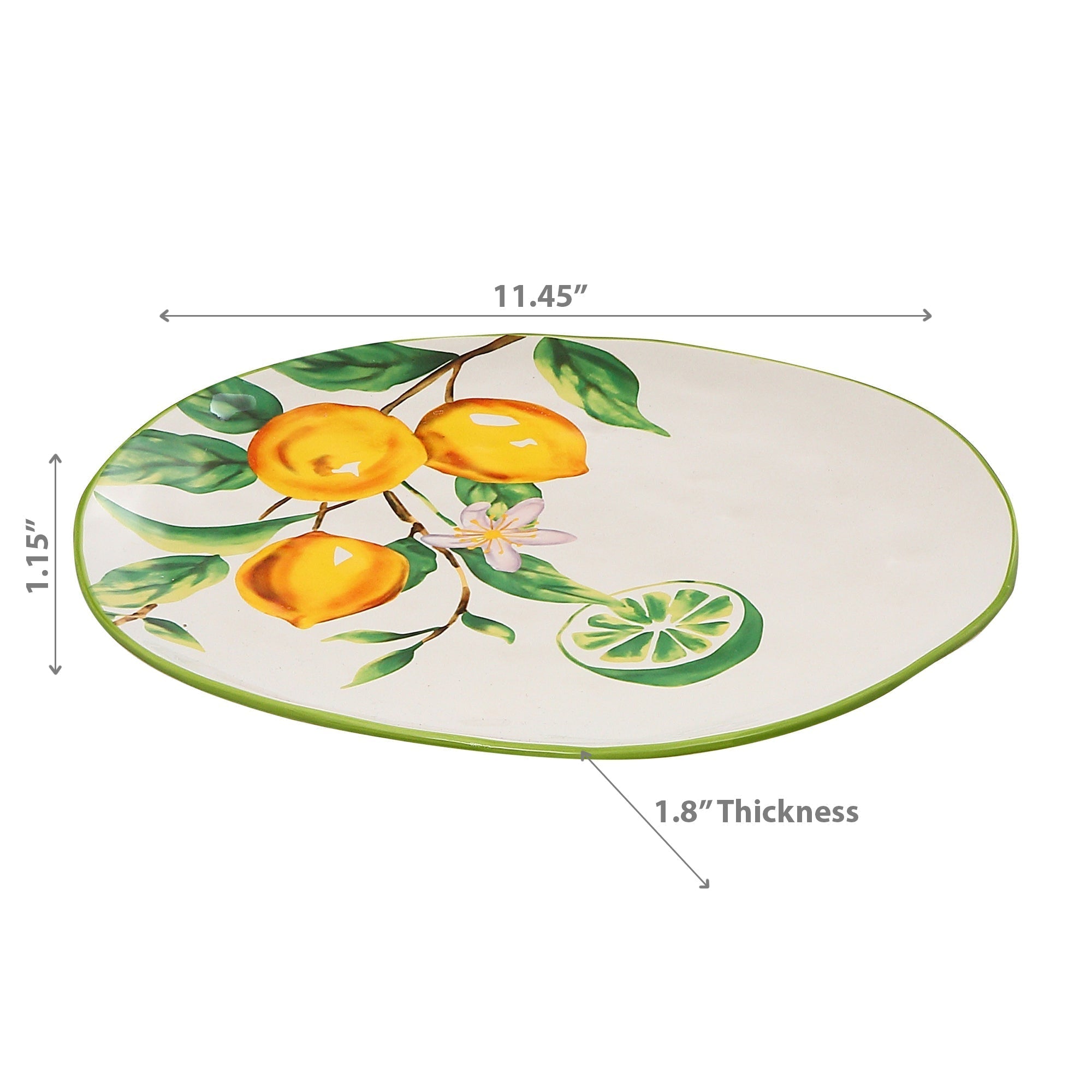 Ceramic Lemon Platter - Set of 2 Decorative Kitchen Serving Plates